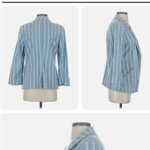 Chico's Light Blue Striped Blazer